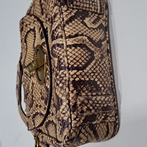 Margot Lina Flap Satchel Snake Print Embossed Leather Bag - Picture 10 of 10